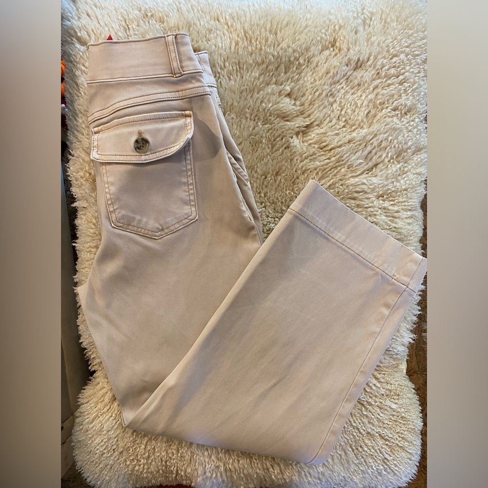 SPANX stretch twill cropped pant color pale pink